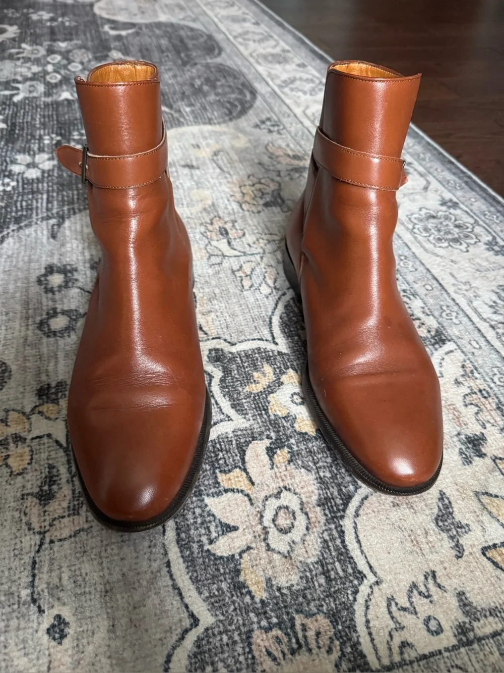 H by Hudson Men's Brown Leather Jodhpur Ankle Boots Buckle Almond Toe AU 9
